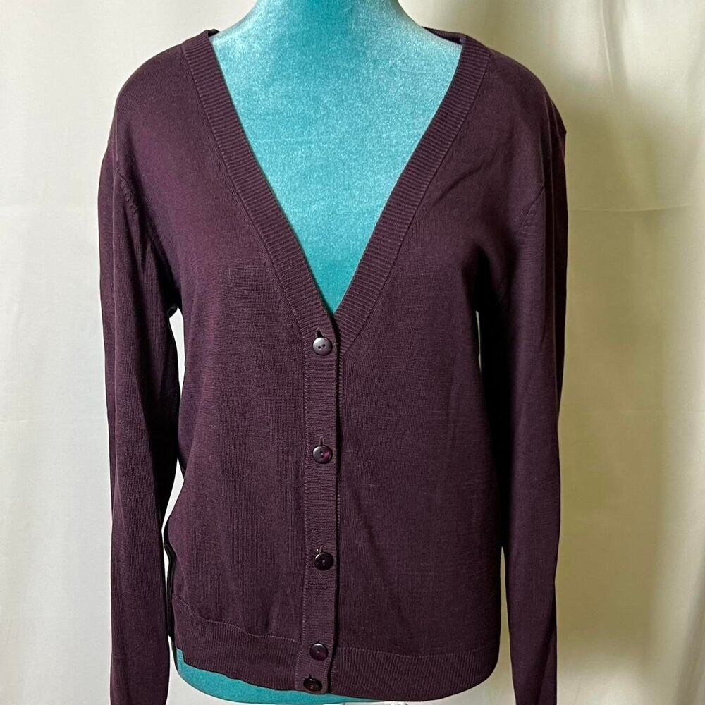 Vintage‎ 90s Alfred Dunner Silk Blend Cardigan Women's Purple and Burgundy Small